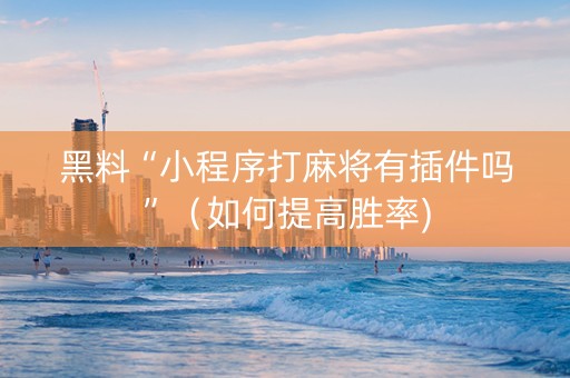 黑料“小程序打麻将有插件吗”（如何提高胜率)