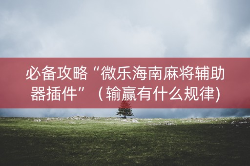 必备攻略“微乐海南麻将辅助器插件”（输赢有什么规律)