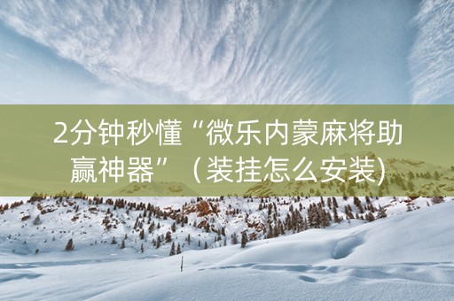 2分钟秒懂“微乐内蒙麻将助赢神器”（装挂怎么安装)
