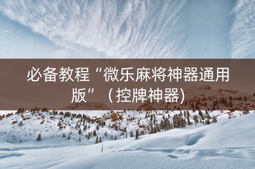 必备教程“微乐麻将神器通用版”（控牌神器)