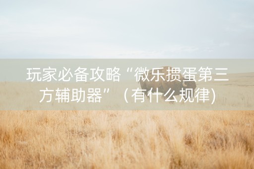 玩家必备攻略“微乐掼蛋第三方辅助器”（有什么规律)