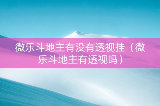 微乐斗地主有没有透视挂（微乐斗地主有透视吗）