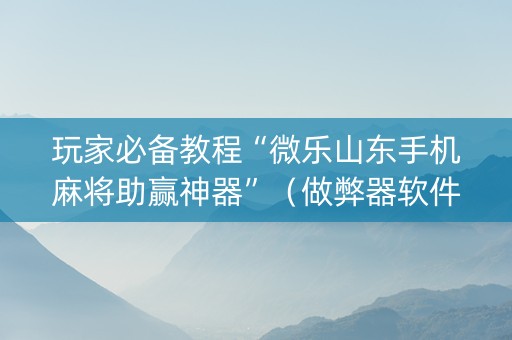 玩家必备教程“微乐山东手机麻将助赢神器”（做弊器软件下载)