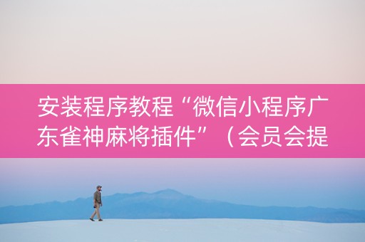 安装程序教程“微信小程序广东雀神麻将插件”（会员会提高胜率吗)