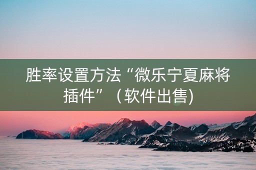 胜率设置方法“微乐宁夏麻将插件”（软件出售)