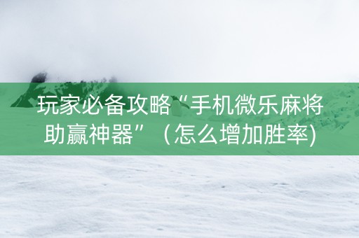 玩家必备攻略“手机微乐麻将助赢神器”（怎么增加胜率)