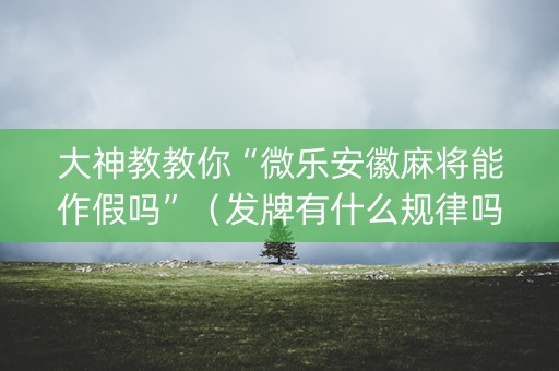 大神教教你“微乐安徽麻将能作假吗”（发牌有什么规律吗)