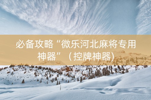 必备攻略“微乐河北麻将专用神器”（控牌神器)
