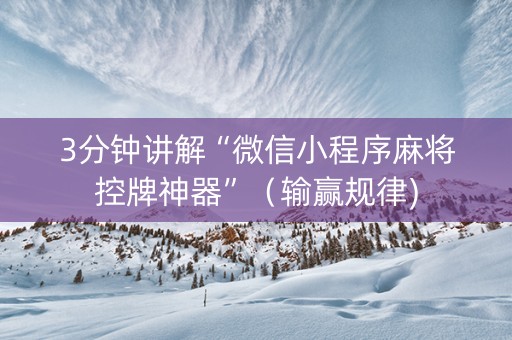 3分钟讲解“微信小程序麻将控牌神器”（输赢规律)