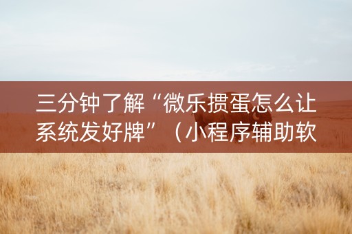 三分钟了解“微乐掼蛋怎么让系统发好牌”（小程序辅助软件)