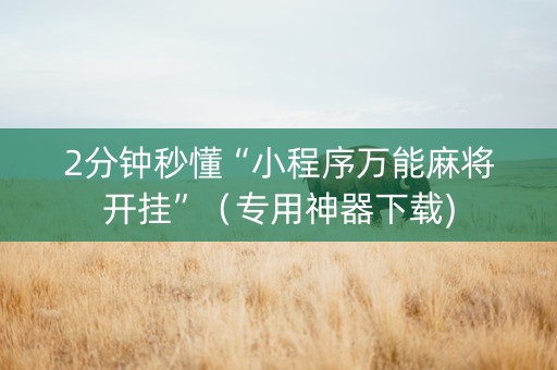 2分钟秒懂“小程序万能麻将开挂”（专用神器下载)