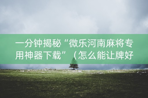 一分钟揭秘“微乐河南麻将专用神器下载”（怎么能让牌好一点)