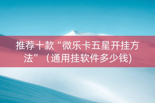 推荐十款“微乐卡五星开挂方法”（通用挂软件多少钱)