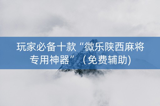 玩家必备十款“微乐陕西麻将专用神器”（免费辅助)