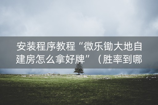 安装程序教程“微乐锄大地自建房怎么拿好牌”（胜率到哪调)