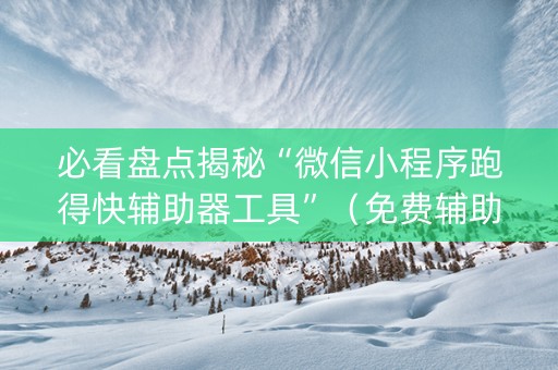 必看盘点揭秘“微信小程序跑得快辅助器工具”（免费辅助)