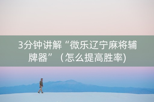 3分钟讲解“微乐辽宁麻将辅牌器”（怎么提高胜率)