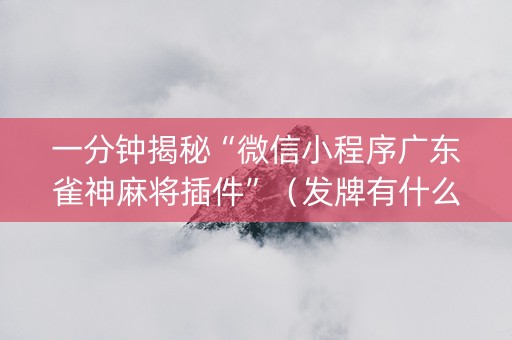 一分钟揭秘“微信小程序广东雀神麻将插件”（发牌有什么规律吗)