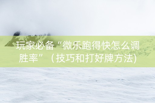 玩家必备“微乐跑得快怎么调胜率”（技巧和打好牌方法)