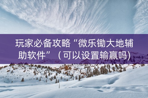 玩家必备攻略“微乐锄大地辅助软件”（可以设置输赢吗)