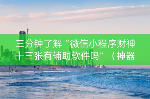 三分钟了解“微信小程序财神十三张有辅助软件吗”（神器通用版)