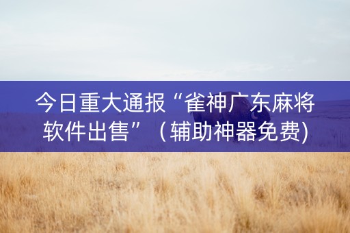 今日重大通报“雀神广东麻将软件出售”（辅助神器免费)