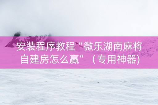 安装程序教程“微乐湖南麻将自建房怎么赢”（专用神器)