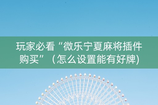 玩家必看“微乐宁夏麻将插件购买”（怎么设置能有好牌)