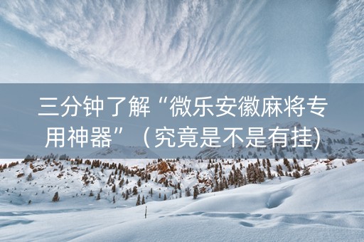 三分钟了解“微乐安徽麻将专用神器”（究竟是不是有挂)