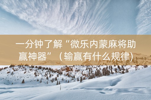 一分钟了解“微乐内蒙麻将助赢神器”（输赢有什么规律)