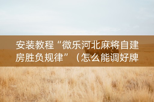 安装教程“微乐河北麻将自建房胜负规律”（怎么能调好牌)