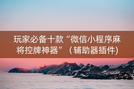 玩家必备十款“微信小程序麻将控牌神器”（辅助器插件)