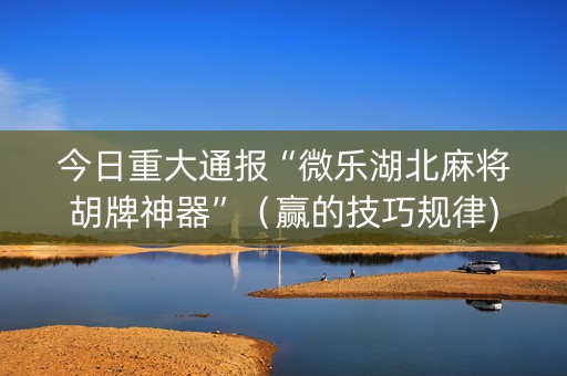 今日重大通报“微乐湖北麻将胡牌神器”（赢的技巧规律)