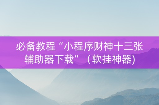 必备教程“小程序财神十三张辅助器下载”（软挂神器)