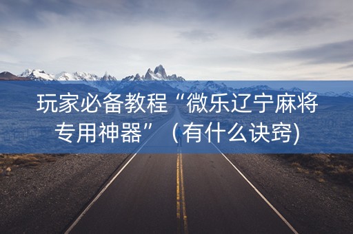 玩家必备教程“微乐辽宁麻将专用神器”（有什么诀窍)