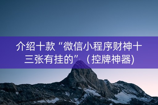 介绍十款“微信小程序财神十三张有挂的”（控牌神器)