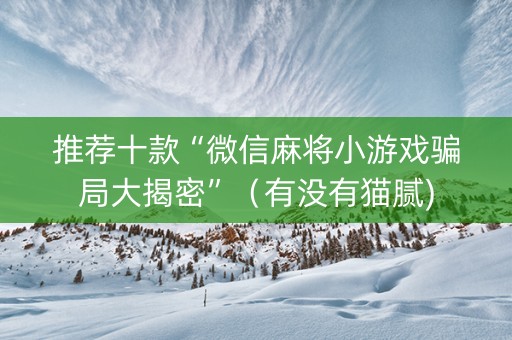 推荐十款“微信麻将小游戏骗局大揭密”（有没有猫腻)