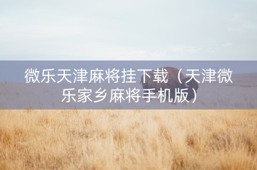 微乐天津麻将挂下载（天津微乐家乡麻将手机版）