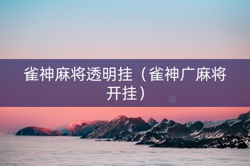 雀神麻将透明挂（雀神广麻将开挂）