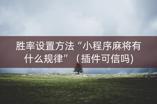 胜率设置方法“小程序麻将有什么规律”（插件可信吗)