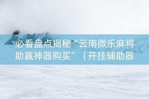 必看盘点揭秘“云南微乐麻将助赢神器购买”（开挂辅助器插件)