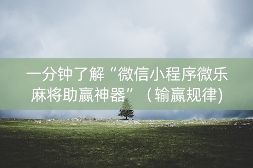 一分钟了解“微信小程序微乐麻将助赢神器”（输赢规律)