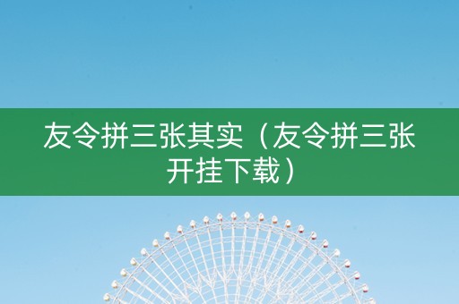 友令拼三张其实（友令拼三张开挂下载）