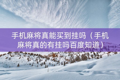 手机麻将真能买到挂吗（手机麻将真的有挂吗百度知道）