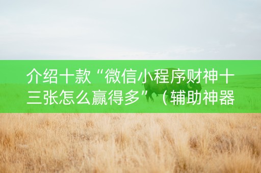 介绍十款“微信小程序财神十三张怎么赢得多”（辅助神器免费)