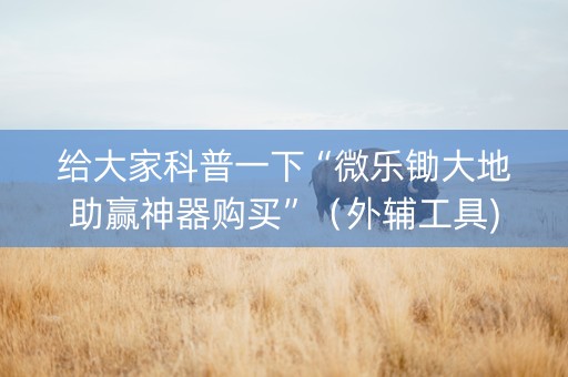 给大家科普一下“微乐锄大地助赢神器购买”（外辅工具)