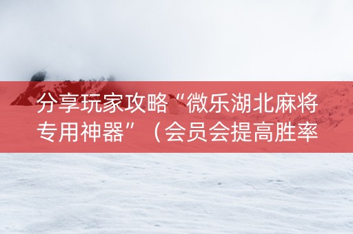 分享玩家攻略“微乐湖北麻将专用神器”（会员会提高胜率吗)
