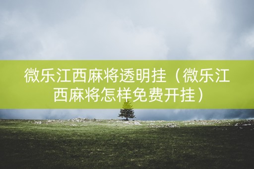 微乐江西麻将透明挂（微乐江西麻将怎样免费开挂）