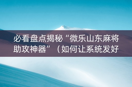 必看盘点揭秘“微乐山东麻将助攻神器”（如何让系统发好牌)