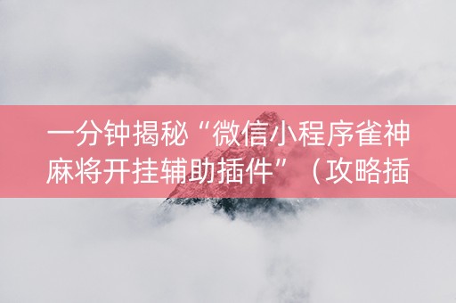 一分钟揭秘“微信小程序雀神麻将开挂辅助插件”（攻略插件)